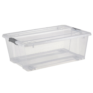 30L clear plastic cloths storage box with wheels and handle