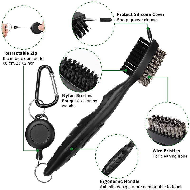 Golf club cleaning kit tool with sports towel+ cleaning brush+golf scriber+golf ball liner,total 14pcs accessories