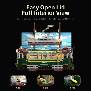 HUIYOYOYI H1018 1953 Pezzi Set di Costruzioni <span class=keywords><strong>Tram</strong></span> Giapponese Nostalgico Luminoso, Modellino Tecnico in Plastica, Regalo Moderno per le Feste - Product Image 5