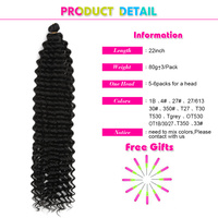Extensions de cheveux synthétiques à tresser, 22 pouces, ondulations profondes, pour l'été, en fibre basse température, double trame, pour tresses au crochet