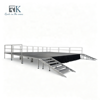 Scène portable à prix d'usine, système de scène modulaire en aluminium avec escalier pour extérieur