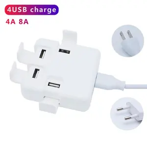 30W USB Power Adapter 4 Ports USB Charger AC Charger Mobile Phone Holder Suitable for Charging Mobile Phones and Other Devices