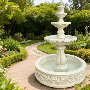 Fuente <span class=keywords><strong>de</strong></span> Agua Elegante <span class=keywords><strong>de</strong></span> <span class=keywords><strong>Tres</strong></span> Niveles con <span class=keywords><strong>Pilares</strong></span> Romanos en Color Blanco Grande para Decoración <span class=keywords><strong>de</strong></span> Jardín Exterior y Bienvenida <span class=keywords><strong>de</strong></span> Bodas HJ250067 - Product Image 1