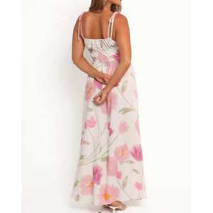 कस्टम ड्रेस निर्माता 2025 ट्रेंडी सुरुचिपूर्ण फीता कमर लंबी आकस्मिक पोशाक समायोज्य स्ट्रैप स्प स्मॉक मैक्सी पोशाक महिलाओं के लिए - Product Image 2