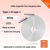 Cable Plano Magnético de 240W con Doble Conector Tipo-C para Carga Rápida y Transferencia de Datos para Teléfonos Móviles iPhone