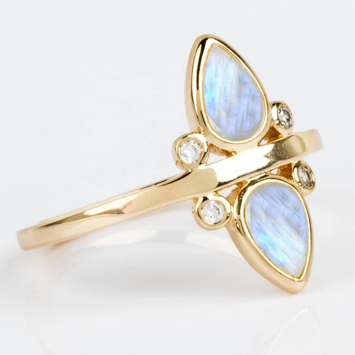 Unique Design Wholesale Price Manufacturer 925 Sterling Silver Natural Blue Flame Women Fine Moonstone Ring Jewelry For Wedding