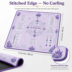 Tapis de Mahjong Américain Esthétique en Cristal Lavande, Motif Lune Céleste, Antidérapant et Imperméable, avec Guide des Règles pour Jeux de Cartes - Product Image 1