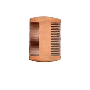 100% Natural Wood Flat Comb Double Teeth Wooden Handle For Head Scalp Massage Wooden Beard Comb Lice Comb