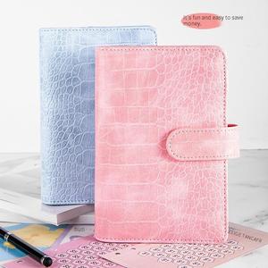 Cuaderno planificador de presupuesto de hojas sueltas con estampado de cocodrilo de PU A6 personalizado Carpeta de 6 anillas diario de bolsillo de desafío de ahorro - Product Image 6