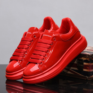 Nouvelles <span class=keywords><strong>baskets</strong></span> décontractées <span class=keywords><strong>à</strong></span> <span class=keywords><strong>semelle</strong></span> <span class=keywords><strong>épaisse</strong></span> en cuir verni pour couple, très tendance et polyvalentes - Product Image 1
