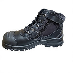 Bottes de travail imperméables en cuir noir DSF53, chaussures de randonnée durables et sécuritaires, chaussures de protection pour toutes les saisons, embout en acier sécurisé. - Product Image 1