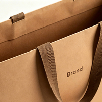 Sacs en papier kraft brun recyclables à poignée plate pour vêtements, emballages de vêtements, sacs de shopping