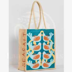 Sac fourre-tout de plage réutilisable en toile de jute enduite de lin, imprimé avec logo personnalisé, écologique, pour femme, design personnalisé - Product Image 2