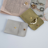 Pochette carrée à bouton-pression pour bijoux, mini pochette en microfibre avec rabat, anti-poussière, pour bagues et colliers, logo personnalisé