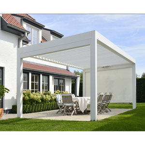 Pérgola con persianas resistentes al viento, con tres modos de control, protección ajustable contra el sol y la lluvia, diseñada para brindar comodidad al aire libre durante todo el año. - Product Image 3