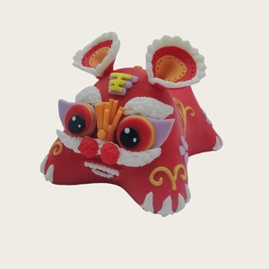 Beautiful Eco-Friendly Handmade Chinese Lion Dance Cartoon Animal Figurines Polymer Clay for Birthday Cake Topper Celebration