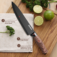 Ensemble de 9 couteaux de cuisine avec bloc, couteau de chef, couteau à pain, couteau utilitaire, éplucheur et ciseaux de cuisine pour la cuisine à domicile, revêtement antiadhésif
