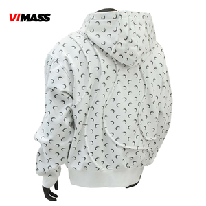 Vendita calda all'ingrosso abbigliamento quotidiano Casual personalizzato con cerniera circolare da uomo con cappuccio bianco con stampa a mezzaluna con cappuccio - Product Image 3