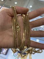Chaîne Curb Link Hip Hop AU750 pour Hommes, Bijoux en Or Massif, Or 18 carats de Dubaï, Chaînes Punk pour Hommes