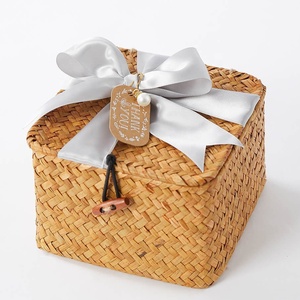 Storage Basket Basket Storage Box Natural Hand Woven Rattan Home Knitting Bamboo Storage Basket Gift Box With Lid