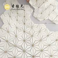 Mosaïque murale en pierre triangulaire en or blanc pour cuisine et salle de bain, crédence en acier inoxydable, laiton, cuivre, métal, mosaïque en jet d'eau