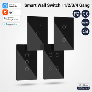 Interruptor de Pared Táctil Inteligente WiFi Zigbee Tuya Smart Life de 1, 2, 3 o 4 Botones, de Vidrio Templado Negro Estándar Estadounidense 118, Sin Neutro, Compatible con FCC y <span class=keywords><strong>Alexa</strong></span> - Product Image 1