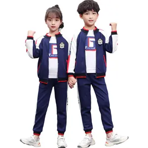 2022 새로운 스타일 소년 소녀 학교 유니폼 스포츠 착용 체크 프랑스어 일본 한국 학교 유니폼 디자인 초등학교