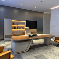 Bureau de direction moderne en forme de L noir, durable, écologique, de luxe, pour PDG, grand bureau de direction, poste de travail de manager, mobilier de bureau
