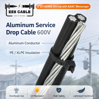 Cable de Servicio Triplex de Aluminio de 600V, 2*2AWG + 2AWG, Aislamiento XLPE, Cable Aéreo AAAC con Mensajero, Certificado CE según ASTM B-230