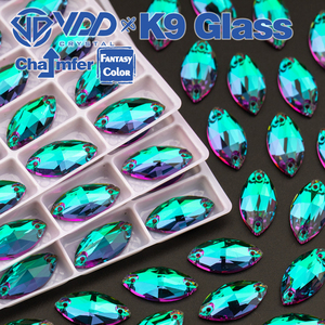 VDD Navette 9x18mm 36 pièces, strass à coudre en verre K9 de qualité supérieure, couleur Héliotrope, à dos plat pour la décoration de vêtements - Product Image 5