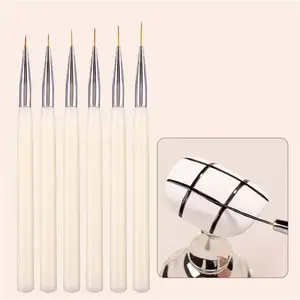 New Product White Acrylic Handle UV Gel Nails Art Drawing Pen Custom Private Label 5mm 7mm 9mm 11mm 13mm 15mm Nail Liner Brush