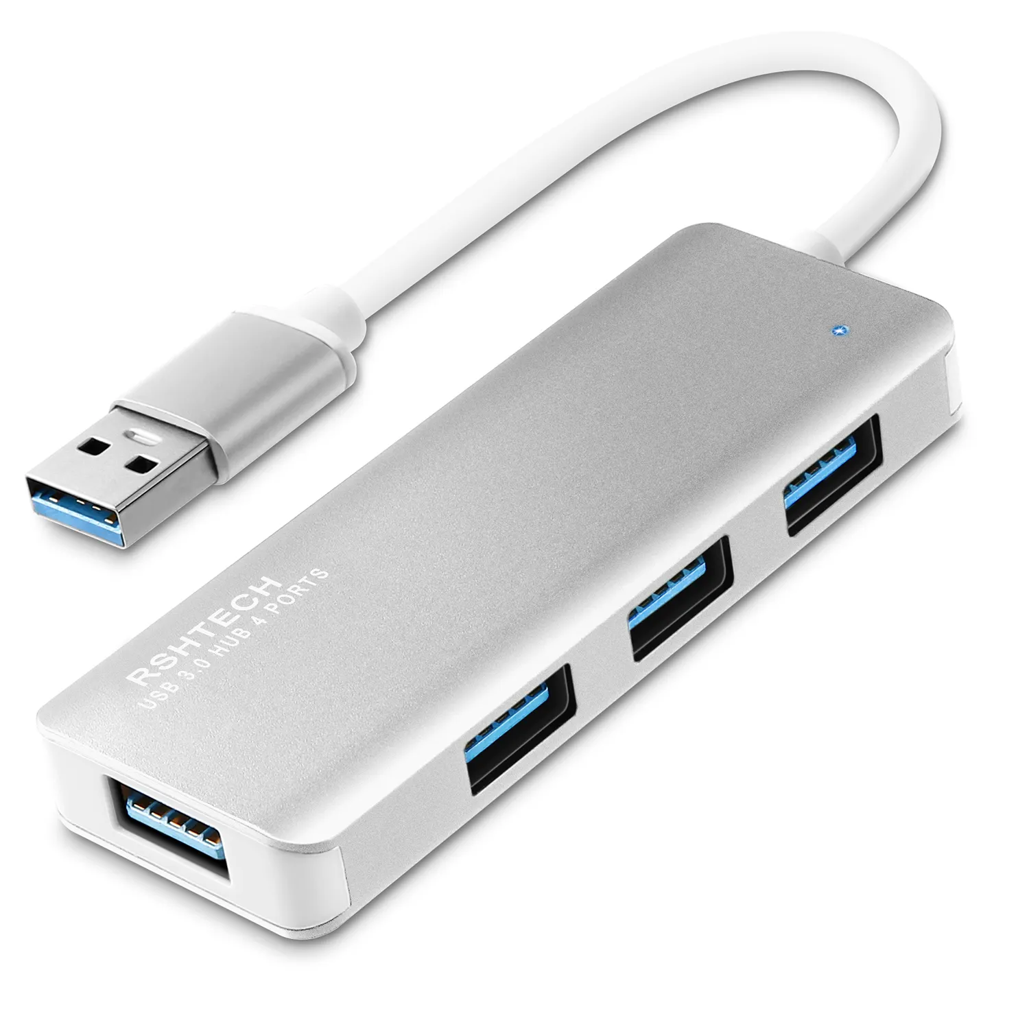 RSHTECH USB Adapter Aluminum Ultra Mini 4 Port USB 3.0 Hub 5Gbps High Speed USB Hubs for Desktop Computer and Laptop