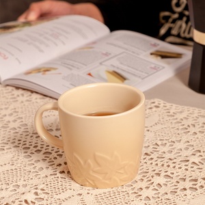 Cross-border Handmade High-value Custom Embossed Porcelain Mugs Home Use Large-capacity High Temperature Resistant Microwave - Product Image 4