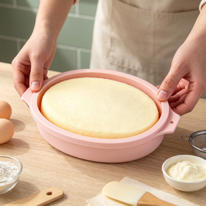 Ensemble de moules à gâteau en silicone rose de 5 tailles, moule à pâtisserie rond antiadhésif avec poignées pour accessoires de cuisson, pâtisserie maison et desserts DIY - Product Image 2