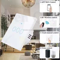 Interrupteur mural intelligent WiFi Tuya, télécommande RF 433 MHz, interrupteur de lumière avec/sans neutre, bouton tactile, panneau en verre, 110 V 220 V