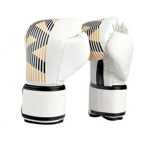 Gants de boxe noirs à doigts entiers, avec sangle de poignet auto-agrippante, en cuir respirant pour le sparring - Product Image 1