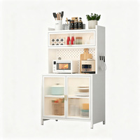 Buffet de grande capacité avec porte transparente, armoire de rangement de cuisine durable avec étagère réglable, meuble buffet moderne