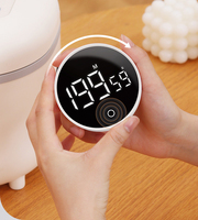 Klassischer Syh1225 Schwarz-Weißer Küchentimer Rund Magnetisch Digitales LED-Display für den Hausgebrauch Umweltfreundlich Tragbar aus Kunststoff