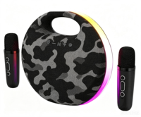 Haut-parleur karaoké Bluetooth portable 2400 mAh avec 2 microphones sans fil, lumière LED RGB, machine KTV, prend en charge TF USB AUX