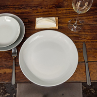 Logo personnalisé restaurants couverts vaisselle blanche 12.2 pouces porcelaine assiette ronde