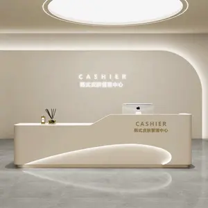 Can customization size modern salon furniture front counter desk luxury medical reception desk beauty salon