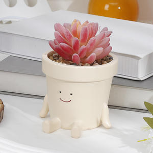 Jardinière assise originale des terriens, jardinière mignonne pour plantes, jardinière amusante en céramique de 3.5 pouces avec drain - Product Image 2