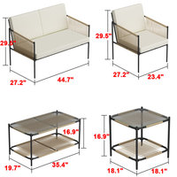 AJUNION Ensemble de meubles de patio au design moderne Mobilier de loisirs en métal Ensemble de mobilier d'extérieur tissé en rotin avec table basse