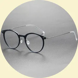 Classic Parasol Vintage Eye Mixed Nylon Alloy Stylish Acetate Falame Glasses Ip Full Titanium Frame Eyewear