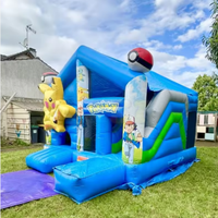 Castillo Inflable Comercial con Tobogán, de PVC, con Personajes de Dibujos Animados, PIKACHU, Casa de Brinco Inflable, Combo para Alquiler en Fiestas