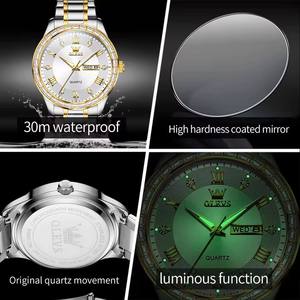 9906 Luxury Quartz Men's Diamond Wristwatch Male Waterproof Dual <b>Calendar</b> Original Brand Stainless Steel Watches for Men - Product Image 5