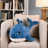Nouvelle Peluche Baleine Bleue Narval 30/50/80/100cm, Jouet Doux Animaux Marins d'Aquarium pour Enfants, Compagnon de Sommeil en Coton PP