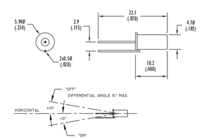 Comutateur d'inclinaison sans mercure Comus CW1300-1, scellé hermétiquement, 15 °   Boîtier plaqué étain à angle différentiel maximal - Product Image 2
