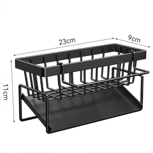 Soporte <span class=keywords><strong>de</strong></span> esponja para fregadero <span class=keywords><strong>de</strong></span> cocina, fregadero <span class=keywords><strong>de</strong></span> drenaje automático, cepillo para platos, organizador <span class=keywords><strong>de</strong></span> acero con estante <span class=keywords><strong>de</strong></span> <span class=keywords><strong>tela</strong></span> para platos extraíble, negro - Product Image 6