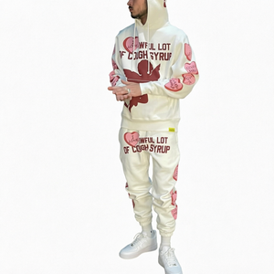 Conjunto de dos piezas de sudadera con capucha y pantalones deportivos con estampado de letras estilo hip hop para hombre, ropa informal de estilo urbano. - Product Image 1